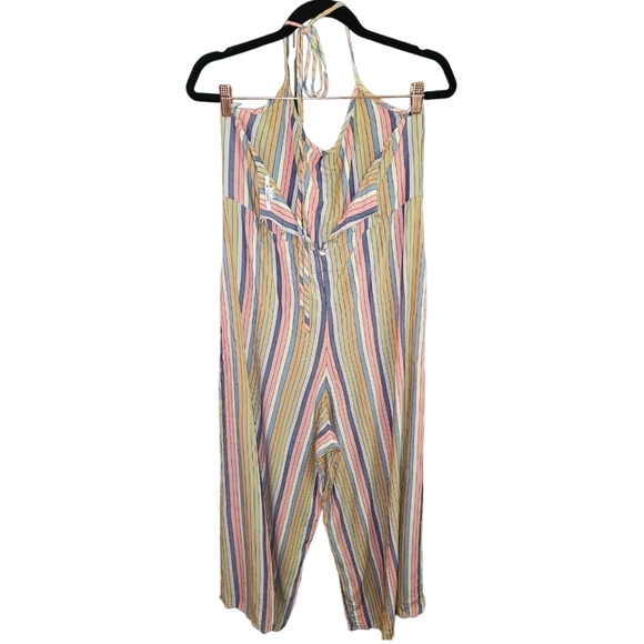 O’Neill romper Large, Striped, Wide Leg Jumpsuit Halter, Boho, Cottagecore - Picture 5 of 9